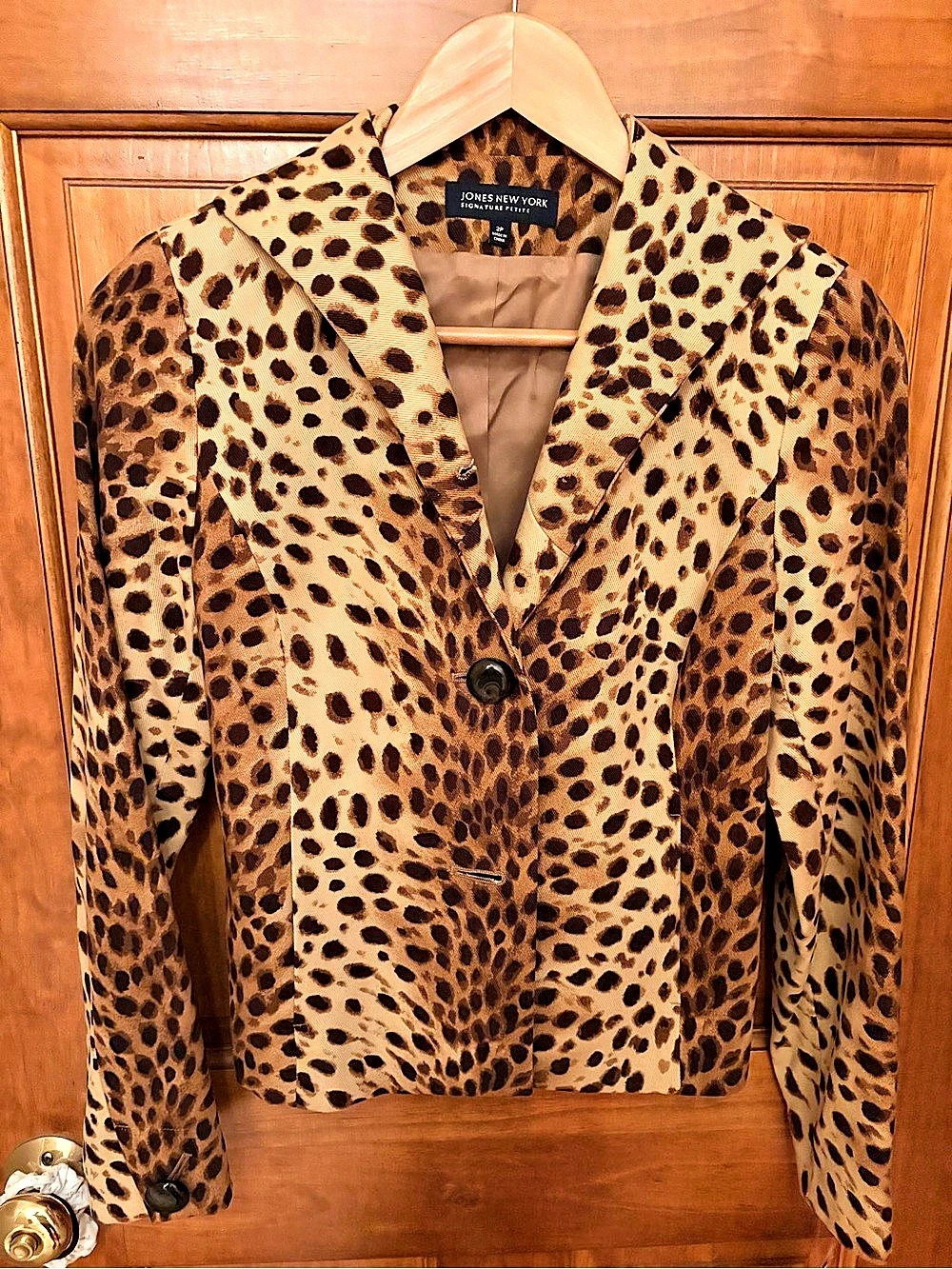 Jones New York Milan Leopard Print Blazer Brown 2P NWT